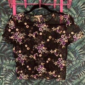 Urban Outfitters Sheer Embroidered Crop Top
